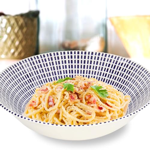 TUDOR-ROYAL-12-Piece-Round-Porcelain-Dinnerware-Set-Service-for-4-SINGAPORE-Design-Radial-Blue-Plates-Bowls-Dishes-High-Gloss-Premium-Quality-Unique-Pattern