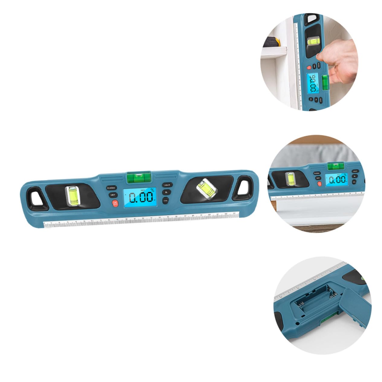 Kisangel Livella Misurazioni a 0,05° per Domestiche ±0,1° e Precisione Bolla Retroilluminata in Blu Plastico Risoluzione Pratiche Industriali