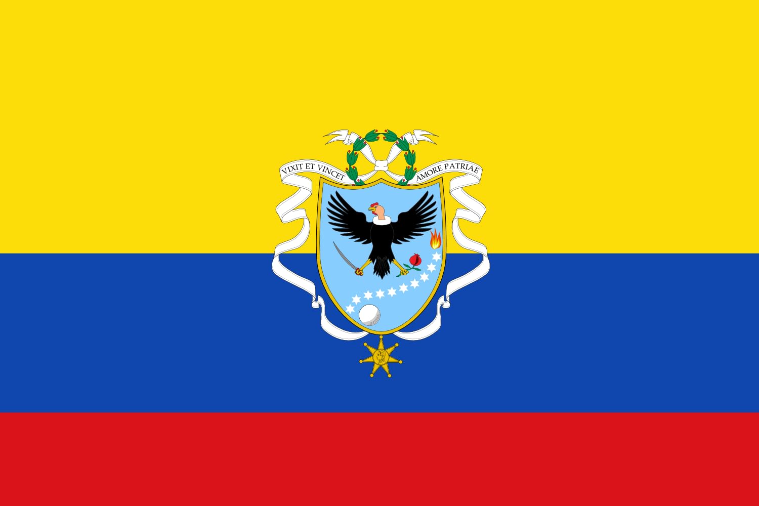 Drapeau Gran Colombia 1820-1821 v3 grand pavillon de collectionneur