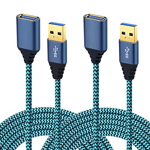 Besgoods 2-Pack - 10Ft USB 3.0 Extension Cable Braided USB Extender A Male