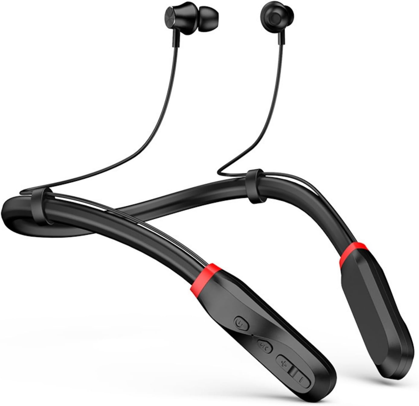 Wireless Bluetooth Neckband Headphones, Sport Running Earhooks Magnetic Earbuds, 100H Playtime in-Ear Headset (Black)