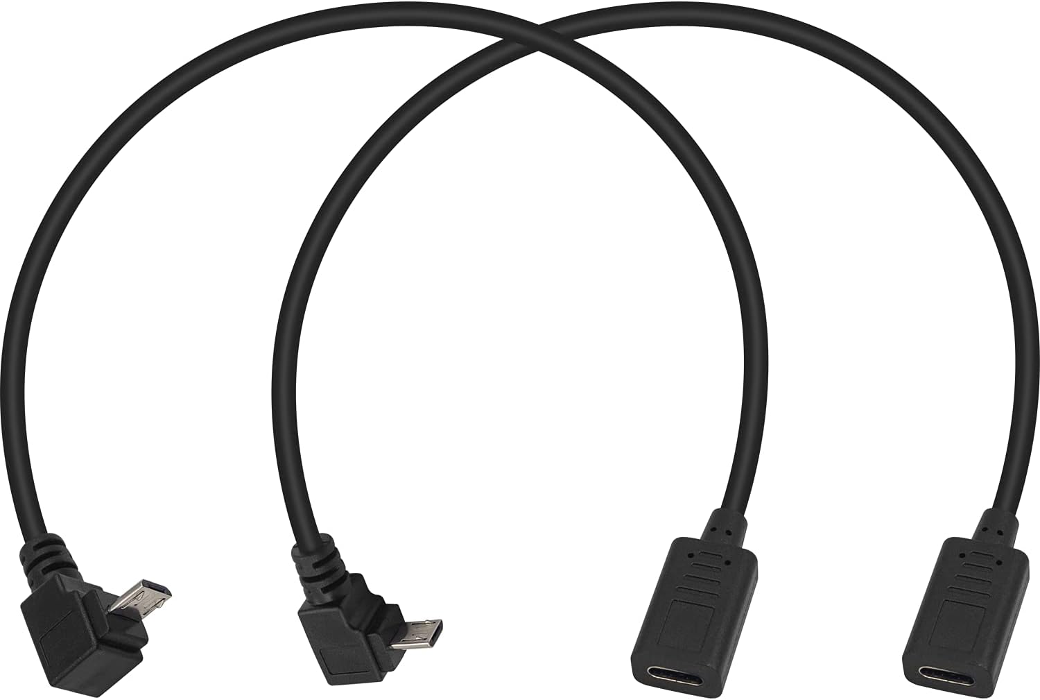 Poyiccot USB C to Micro USB Cable (1 Pair), 90 Degree Micro USB to USB C Cable, USB