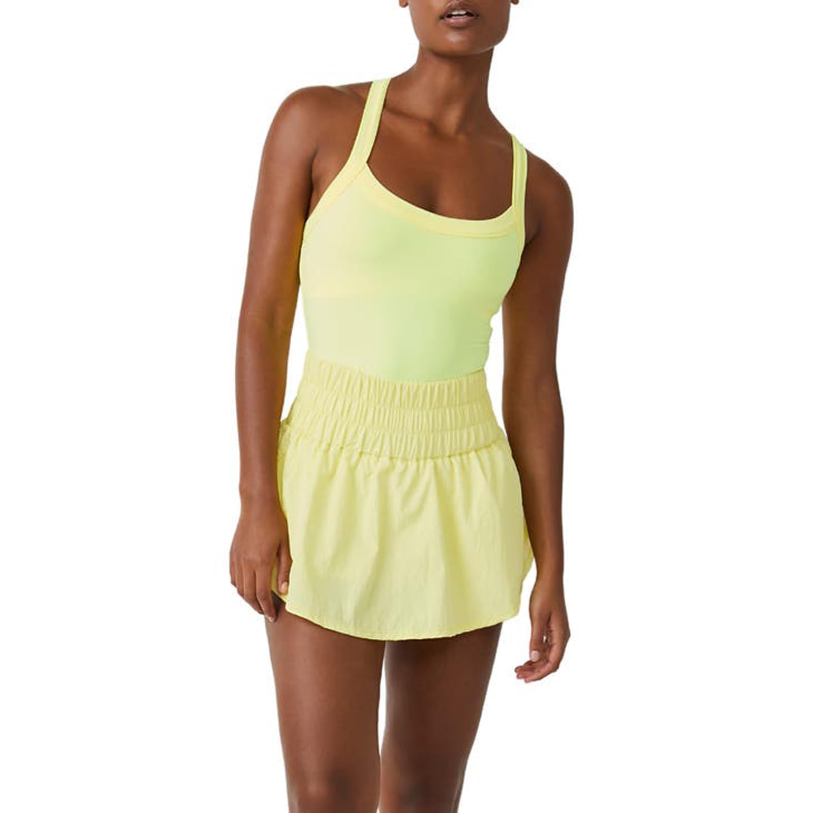 Vestito da tennis senza maniche da donna Skorts Allenamento attivo Tennis Dress con pantaloncini sotto Golf Athletic Pagliaccetto
