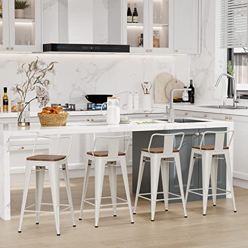 Changjie Furniture 24 Inch Bar Stools Counter Height Bar Stools Industrial Metal Barstools Set Of 4 For Home Kitchen (24 Inch, White) #TOP3