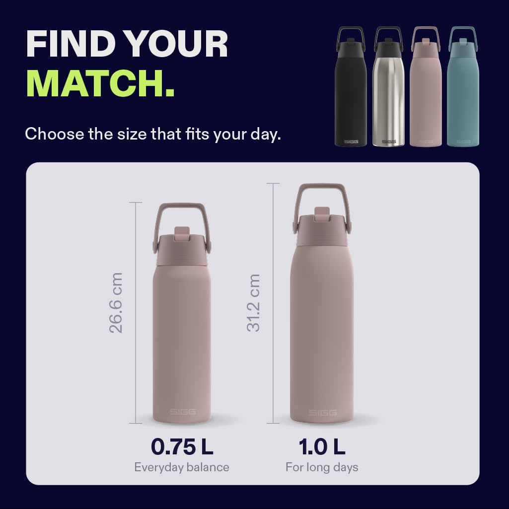 SIGG - Gourde Isotherme - Bouteille Thermos Shield Therm FLIP Dusk - Anti-fuite - Compatible lave-vaisselle - Sans BPA - 90% acier inoxydable recyclé - Rose - 1L