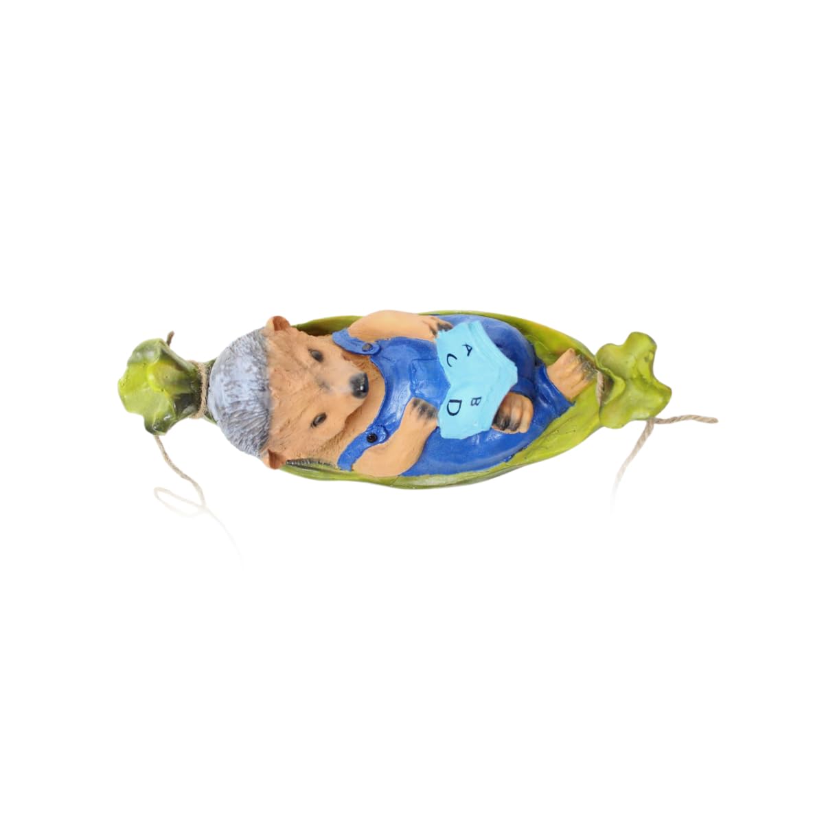 Wonderland Multicolor Resin Hedgehog Hammock Reading Book Hanging Décor (Gifting, Home Decor, Kids Room Decor, 0.8kg, 11.1"L x 5.2"W x 6.5"H, 17.3" Rope H, Max 800g) 4