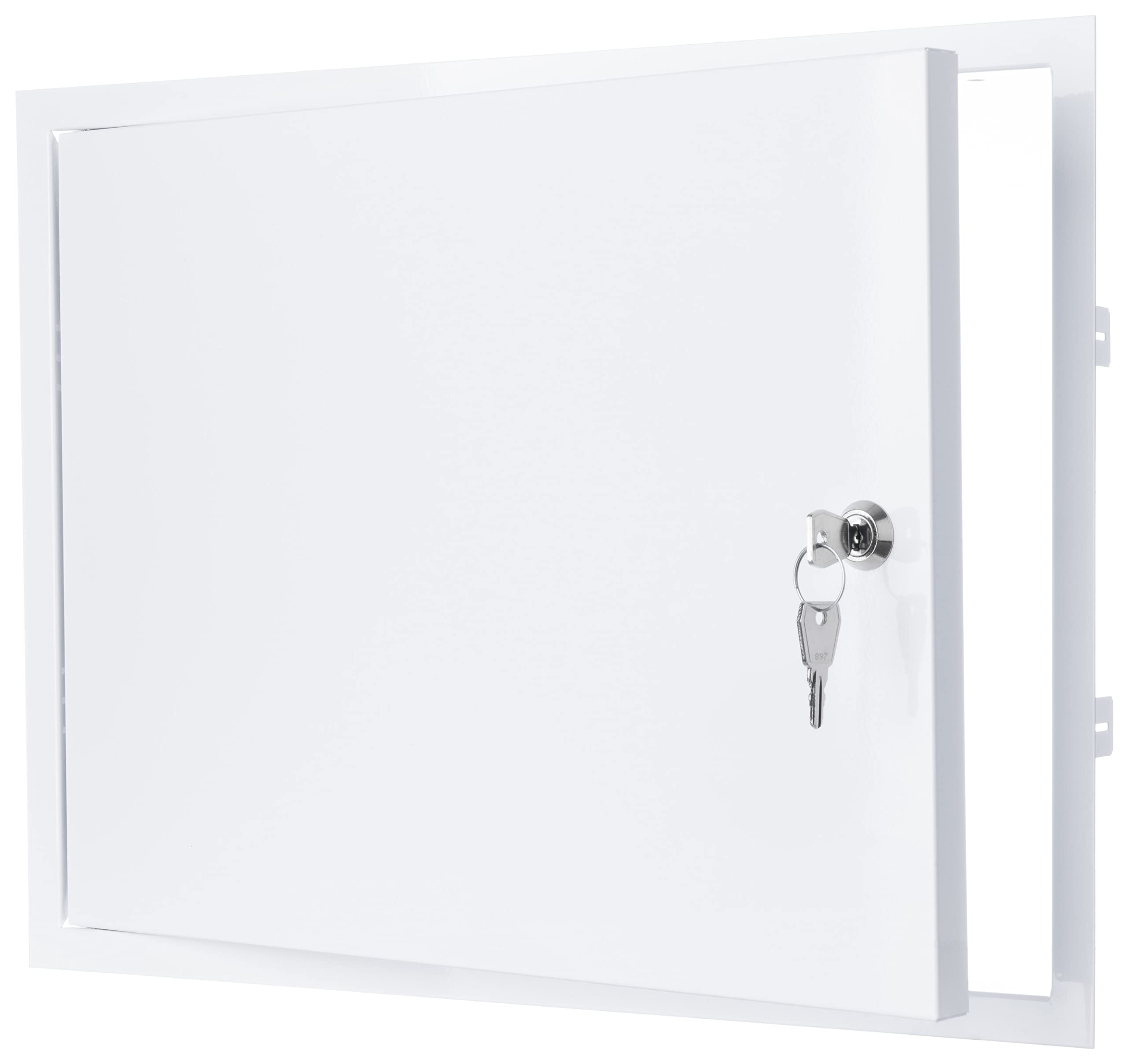 Steinberg14 Sportello di ispezione bianco 40 x 30 cm con serratura – acciaio zincato – chiudibile – porta di ispezione – vano di manutenzione 400 x 300 mm