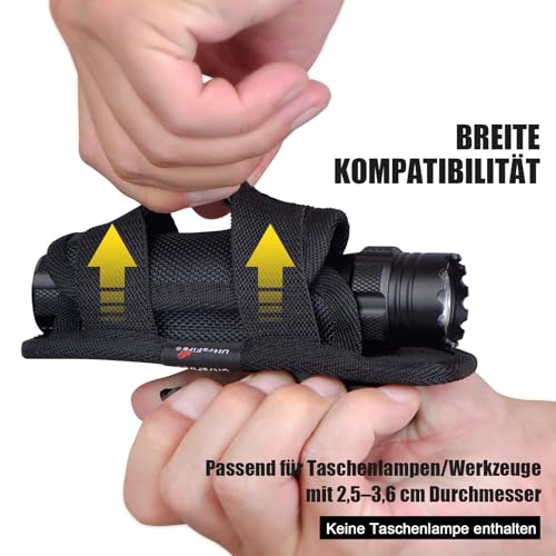 UltraFire Taschenlampe Holster Tasche, Taschenlampenhalter Gürteltasche, Elastische Nylon Holster mit 360° Drehbarer Clip, ohne Taschenlampe (Schwarz) (1 Pack)