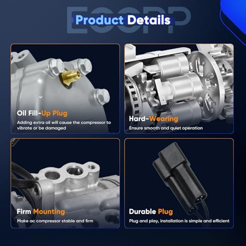Image of ECCPP AC Compressor for Dodge Dakota 3.9L 5.2L 1987-1991 | Fit for Dodge D150 D250 D350 W150 W250 W350 5.9L 1981-1993 AC Compressor with Clutch Rapid Cooling