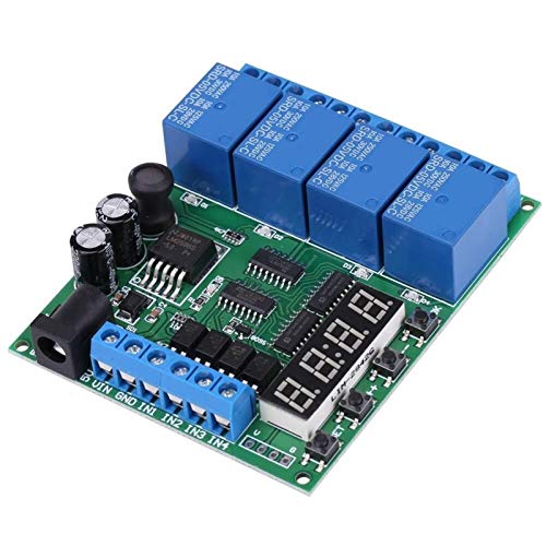 YJYGR Delay Time Module, 3 Modes Functional Timer Relay DC 6.5-25V DC 5V Operating Voltage 4 Channel Multifunction Time Relay Switch Module