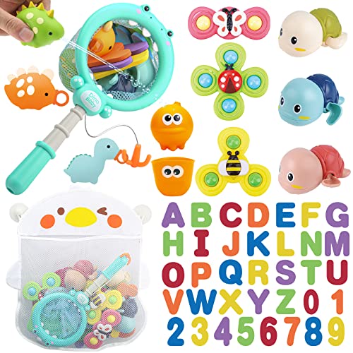 Lzzapj Baby Bath Toys For Toddlers 1-3, Kid Bathtub Toy With 36 Foam Bath Letter & Number, Fishing Games With Fish Net, Water Pool Toy With Storage Bag, Shower Toy Gift For Boy Girl Infant 1 2 3 4 5 6 #TOP3