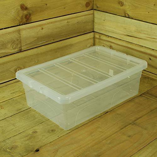56cm Spacemaster Mini Clear 27 Litre Storage Box with Lid - 56 x 39 x 18