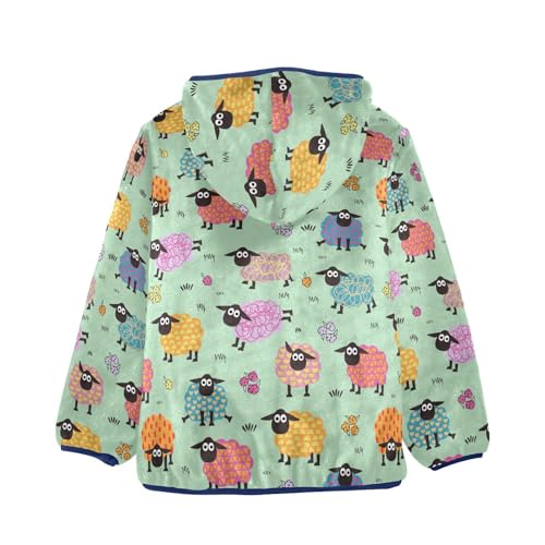 Cute Colorful Sheep Girls Fleece Jacket Girls Fall Jacket Girls Zip Up Hoodie Girls Sherpa Jacket 2-10T2