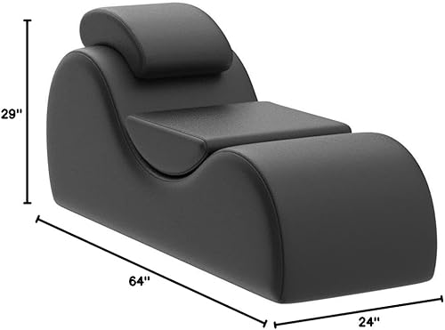 Miniatura 2 de Sofá de piel sintética de lujo, sofá biplaza exótico, tumbona, silla de yoga (negro medianoche)