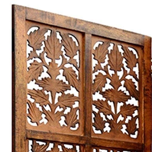 Image of Wooden Partition for Living Room, Privacy Divider, Wooden Room Separator, Divider for Office, Partition for Puja Room, (Mix Frame Design - Brown) (6 Feet 3 Panel)