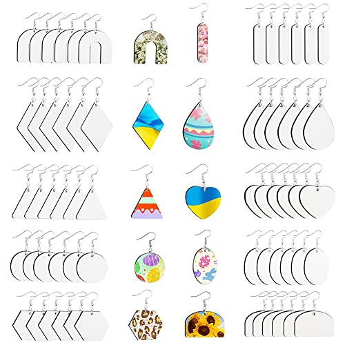 Balrbex Pendientes en de SublimacióN de 60 Piezas, Pendientes de Transferencia de, Pendientes Sin Terminar con para Accesorios de SublimacióN DIY