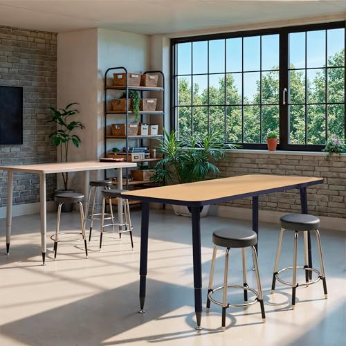 Image of Adapte Commercial Classroom Activity Table - 24 inch x 48 inch Rectangle, ADA Compliant Tapered Legs with Glides & Casters, Adjustable Height 22-34 inch Wheelchair Accessible, School & Office Furniture