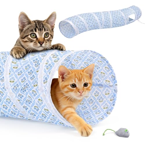 Image of Glittme Cat Tunnel, Cat Tunnels for Indoor Cats, S-Shape Peekaboo Cat Cave with Cat Toys, Foldable Cat Tubes and Tunnels for Cats, Rabbit, Puppy, Guinea Pig
