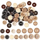 Ensemble de boutons en bois: Ces boutons en bois comprennent 110 boutons noix de coco et 40 boutons en bois, soit 150 pieces au total; quantite et styles varies pour vos projets de bricolage et le remplacement