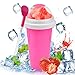 Pipihome Slushie Maker Cup Gobelet à glace, Portable Tasse à presser à Congélation, avec 2 en 1 Cuillère à Paille, Machine à Glace Faite Maison pour Enfants et Famille (Rosa)