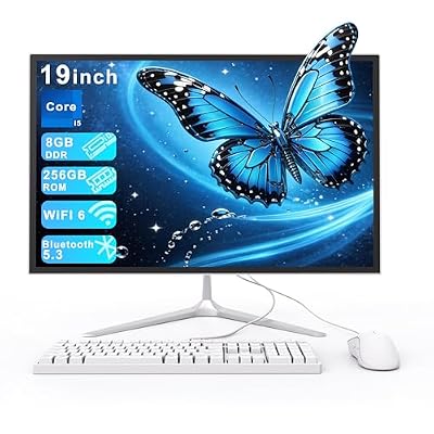 SAINTDISE 19inch All-in-One Computer Core i5 4 Cores(up to 3.7GHz) 256GB SSD All-in-One PC WiFi 6 Bluetooth 5.3 with Wired Kyeboard&Mouse for Office Education Home