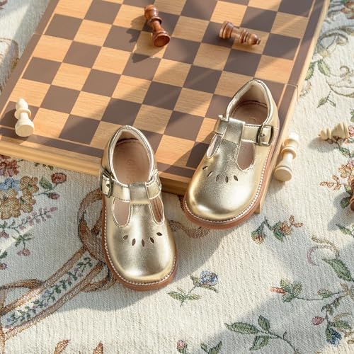 Image of GINFIVE Toddler Girls Dress Shoes Little Kids Flats School Mary Janes Shoes