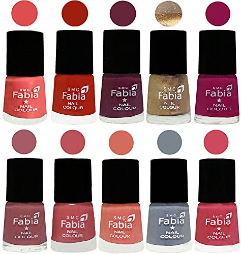Image of ALL IN ONE (PACK OF 10), Long Lasting Glossy Nail Polish, 6 ml Each, All Vibrant Colours,01805