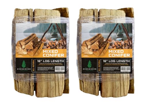Evergreen Farm and Garden 2 Pack Firewood - 12” Logs, Aromatic & Easy to Light - Great for Indoor/Outdoor Fireplaces, Chimeneas, and Small Wood Stoves (Mixed-Conifer 0.75 cf)