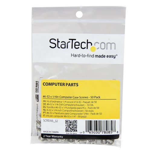 Image of StarTech.com Replacement PC Mounting Screws #6-32 x 1 /4in Long Standoff - Screw kit - Silver - 0.2 in (Pack of 100) - SCREW6 32