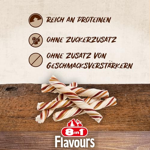8in1 Triple Flavour Ropes Kaustangen für Hunde - Kausnacks zum Spielen und Kauen mit Rindfleisch, Schweinefleisch und Hähnchenfleisch, 65 g Beutel (ca. 6 Stück)
