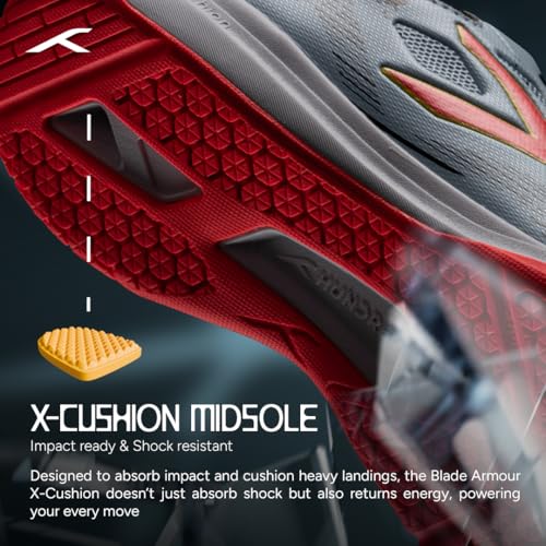 Image of Hundred Blade Armor Badminton Shoes (Non Marking) |Indoor Sports | Lightweight & Breathable | Airflow Mesh Upper | X-Cushion Midsole | Active Grip Outsole | Heel Support
