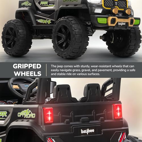 Image of Baybee 4x4 Battery Operated Jeep for Kids, Ride on Toy Baby Car with LED RGB Light & Music, Rechargeable Electric Jeep, Big Battery Car for Kids (Rygon Pro, Rygon Pro Grey)