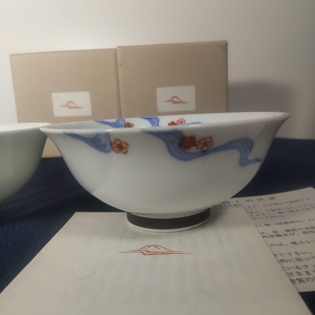 深川製磁 百年庵 貝合せ 茶碗 小どん 丼 椀 金彩 桜 2個セット 箱付