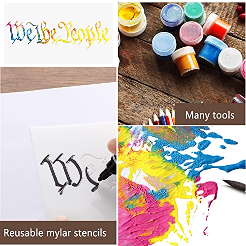 6 Pieces American Flag Stencils We The People Stencil Reusable Tracing Templates US Flag Painting Templates for Painting on Wood for DIY Card Albums Wall Floor Crafts Decors, 6 Sizes