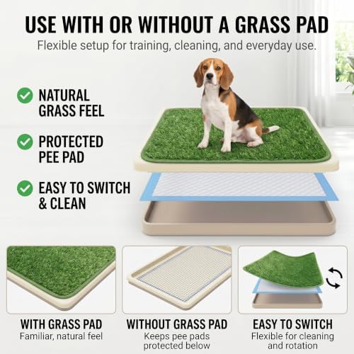 Dog Grass Pad with Tray, Utral Fast Drainage, 2 Washable Grass Pads — view 6