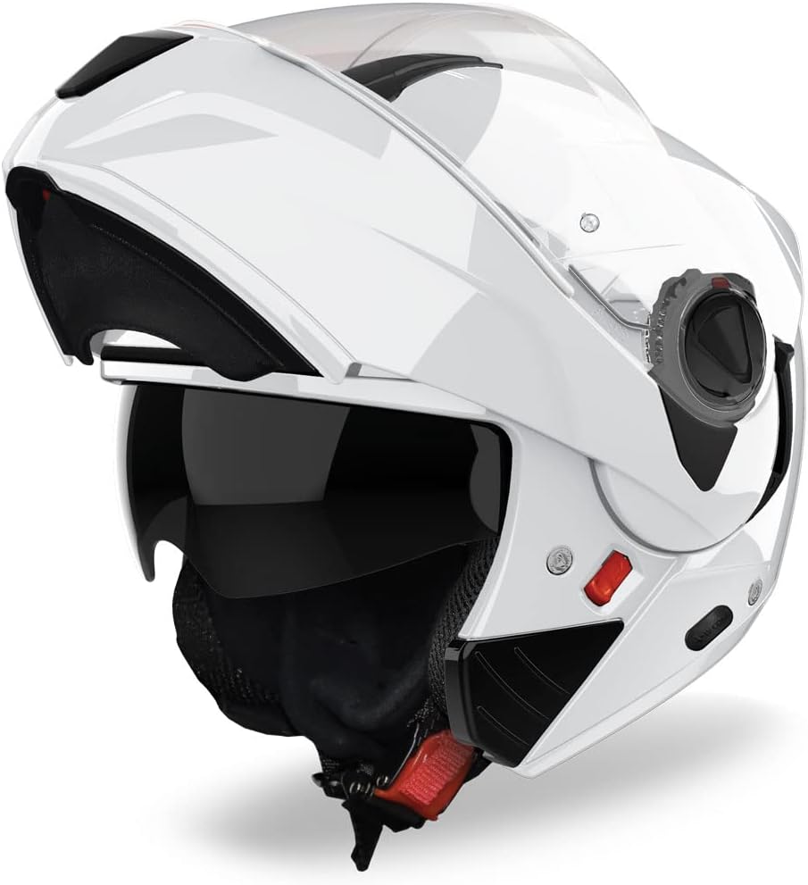 Airoh Spark Full-Face Helmet with chin bar raised, showing internal sun visor.