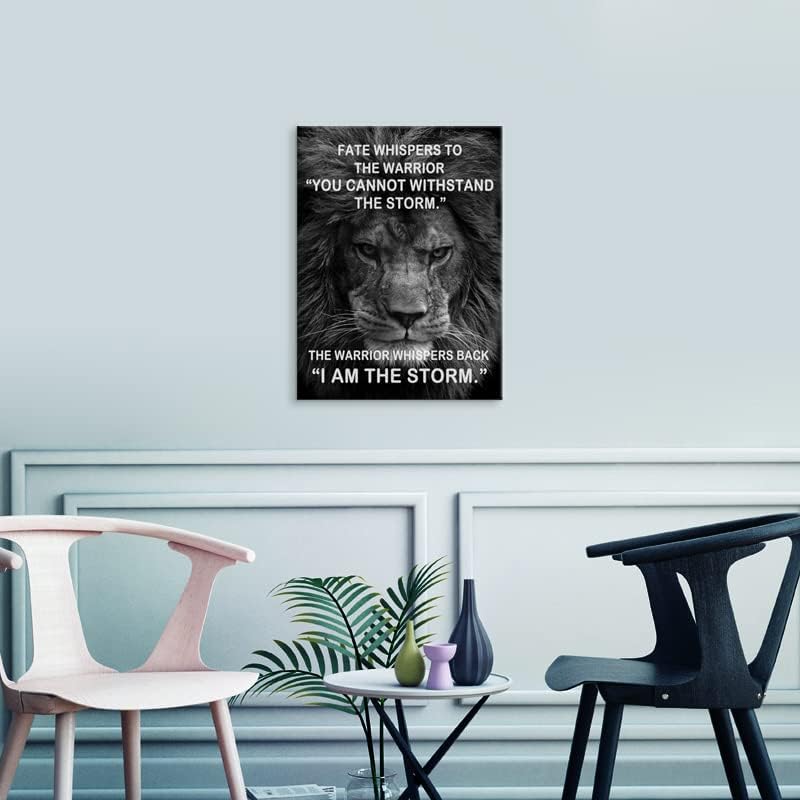 WYJZDZQ8 Motivational Canvas Office Wall Art Lion Inspirational Picture Animal Print Poster Painting Modern Inspiring Artwork Living Room Bedroom Office Decor Frame Ready to Hang[18" W x 24" H] - Image 3