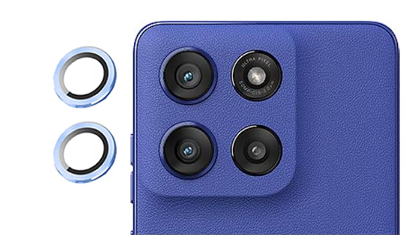 Image of imluckies Camera Ring Lens Protector (Aluminum with Tempered Glass) Compatible for Moto Edge 60 Stylus - Blue (Pack of 2 rings)