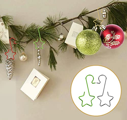 Lemonfilter 160Pcs Christmas Ornament Hooks Christmas Tree Hanger Hooks Star-Shaped Metal Ornament Hanging Hook For Christmas Tree Christmas Balls Party Decorations 4 Color #TOP5