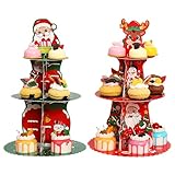 Cupcake-Turm für Weihnachten, 3 Etagen, Dessertturm, Tablett, für Dessert, Gebäck, Kekse, Süßigkeiten, Urlaub, Festival, Versammlung, Party, Hochzeit