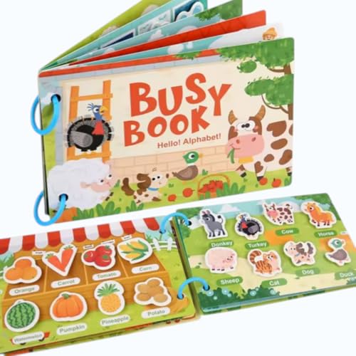 Image of Toddler Busy Book - Activity Binder for Kids 3+ Years | Montessori Learning Busy Board | Activity Book | Educational Toy | Easy to Carry Travel Book | Return Gift for Kids (Hello Alphabet)