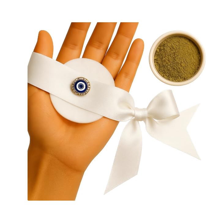 25 Bracelets Oeil Porte Bonheur Ruban Mariage Henné - Cadeaux Invitées Satin Blanc - Bracelets Orientales