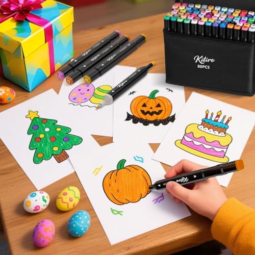 Alkohol Marker Stifte Set, Marking ink 80 Colouring Alcohol Marker Brush Tip,Quick Drying Permanent Twin Marker Pens, Art Markers for Coloring Book, Drawing stifte, Manga, Painting, Anime, Sketching