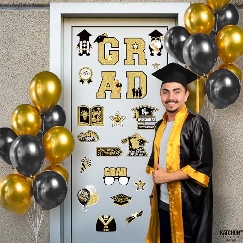 Image of KatchOn, Graduation Car Magnets 2026 with Balloons - Pack of 51 | Magnetic Grad Stickers, Grad Balloons for Grad Parade Car Decor | Black and Gold Graduation Car Decorations 2026
