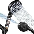 Handheld Shower Head with On Off Switch, Showerhead with Handheld 10 Sprayer Settings, 15 Stage for Hard Water Filtered Showerhead Remove Chlorine and Harmful Substance(Dazzle Black)