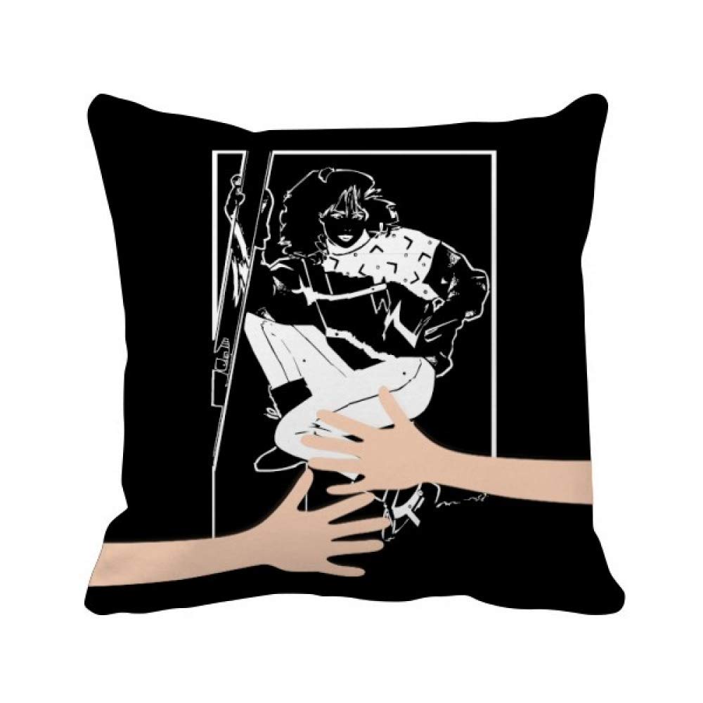 Coussin de ski de fond noir DIYthinker illustration sport d'hiver pour canapé et chambre