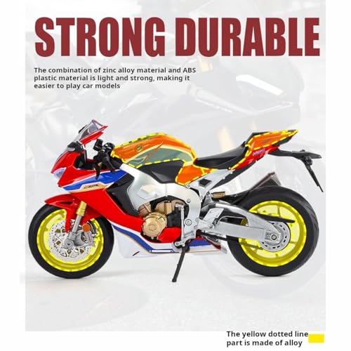 Moto 1/9 CBR 1000RR modelo diecast con luces rojo miniatura 4