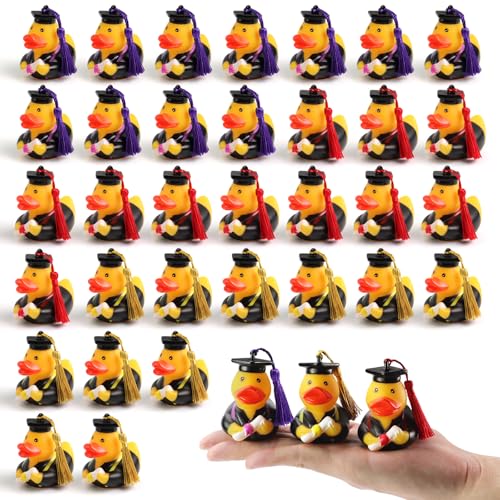 Graduation Ducks Class of 2025 - 36Pc Rubber Ducks with Grad Cap Diploma,College Student Son Daughter School Graduation Gifts Party Favor,Funny Cute Bulk Toys for Her&Him