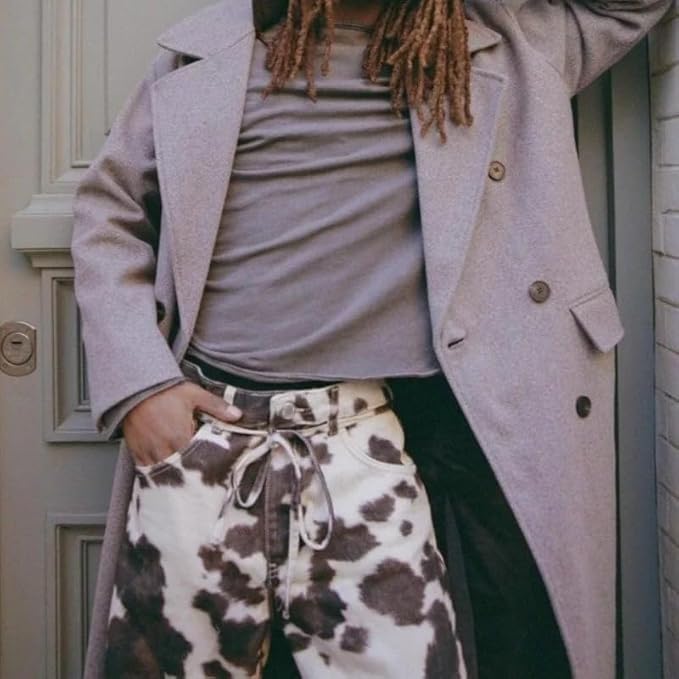 Cow Print Loose Wide Leg Jeans Unisex Y2K Vintage High Waisted Baggy Denim Pants with Retro Street Style - Image 5