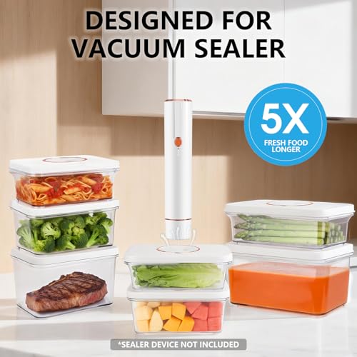 Image of Vixino Vacuum Seal Containers, 3Pcs Reusable Food Storage Containers with Lids for Meal Prep and Freezer,BPA-Free，Microwave Safe，Leak-proof,Airtight (Vacuum Sealer Not Included)